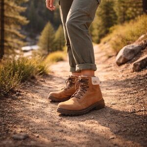 Caterpillar CAT Steel Toe Work Boots Women 6.5 Wide Brown Leather Lace Up Safety